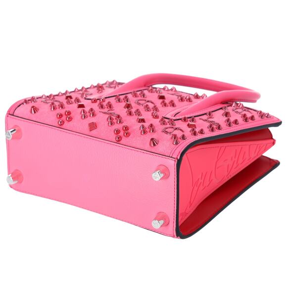 Christian Louboutin Studded Paloma S Small Satchel Pink Logo Suede Shoulder Bag - Picture 4 of 8